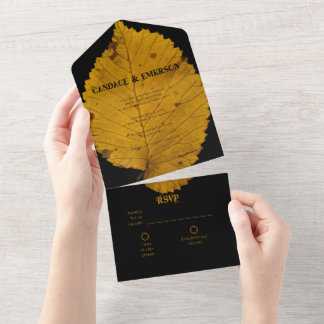 kühne goldene Herbstleaf - alles in einer Hochzeit All In One Einladung