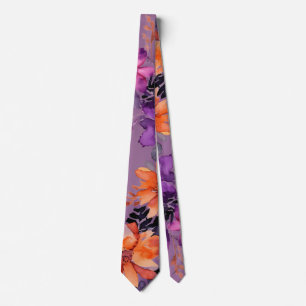 Kühne Herbstblumen-Aquarell-Lilien-Blumenmuster Krawatte