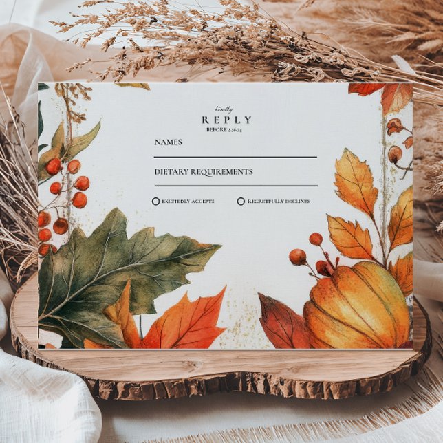 kühne Herbstleaves Hochzeit RSVP Karte (Von Creator hochgeladen)