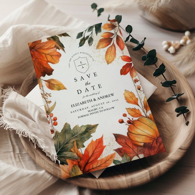 kühne Herbstleaves Hochzeit Save The Date (Von Creator hochgeladen)