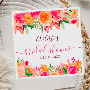 Kühne herbstliche florale Wasserfarbe Brautparty W Serviette