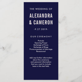 kühne Hochzeit | Navy Blue and Blush Text Program Programm