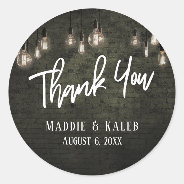 Kühne industrielle Steine mit Edison Lights Vielen Runder Aufkleber (Vorderseite)