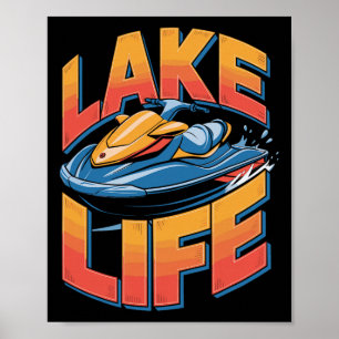 Kühne Jet-Skiing-See-Leben Wassersport Kunst Poster