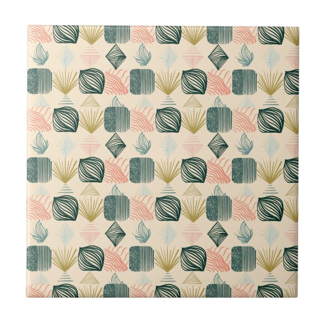 Kühne Karibik-Stammes-Mudcloth: Boho Buttercreme Fliese (Vorderseite)