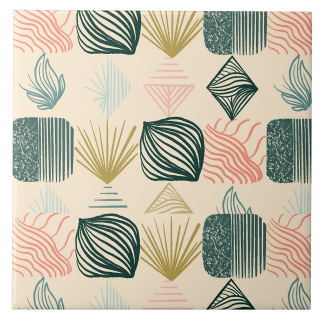 Kühne Karibik-Stammes-Mudcloth: Boho Buttercreme Fliese (Vorderseite)