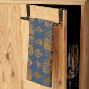 kühne Karibik-Stammes-Mudcloth: Navy Blue, Gold Geschirrtuch