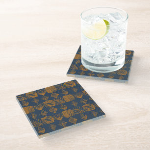 kühne Karibik-Stammes-Mudcloth: Navy Blue, Gold Glasuntersetzer