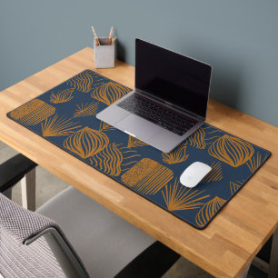 kühne Karibik-Stammes-Mudcloth: Navy Blue, Gold Schreibtischunterlage