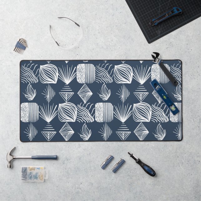 kühne Karibik-Stammtücher: Navy Blue & White, Schreibtischunterlage (Arbeitsplatz)