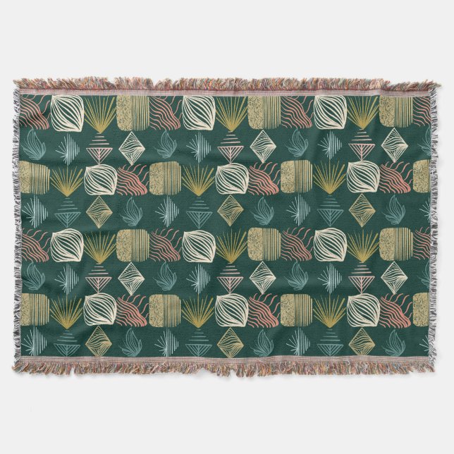 Kühne Karibikstämme Mudcloth: Boho Aquamarin Decke (Vorderseite)
