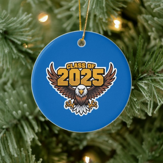 Kühne Klasse von Adler Mascot der Oberschule 2025 Keramik Ornament (Baum)