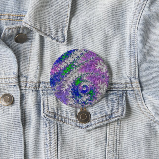 kühne, lebendige, farbenfrohe Funky Trippy Fraktal Button (Beispiel)