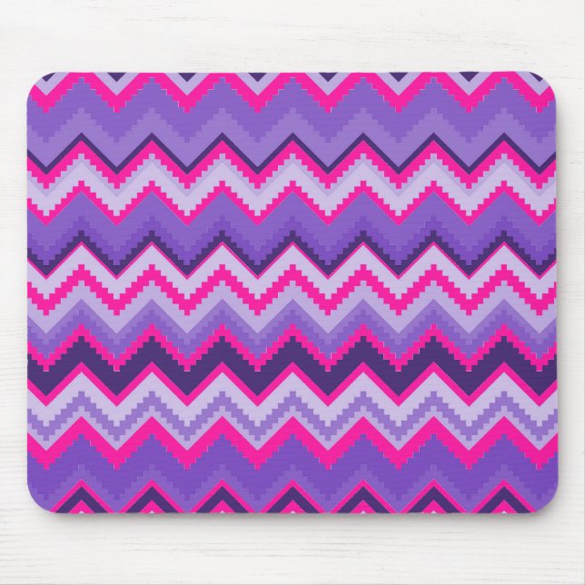 Kühne Lila Pink Tribal Zickzack Lila Girls Geschen Mousepad (Vorne)