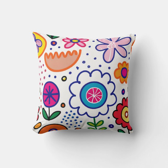 kühne lustige Blume in kräftigen Farben Kissen (Vorderseite)