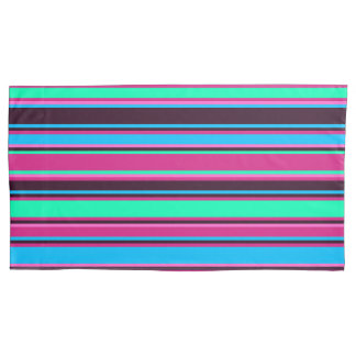 Kühne Magenta, Aqua & Blaustreifen-Kissenkoffer Kissenbezug