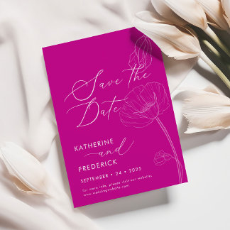 Kühne Magenta Elegante Wildblumen Save the Date Einladung