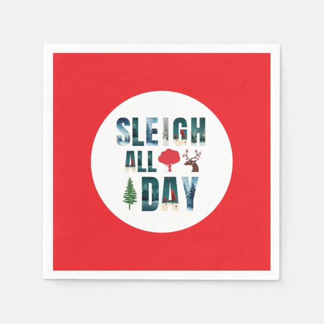 kühne Masken Buchstaben Winterszenen 'Sleigh All D Serviette (Vorderseite)