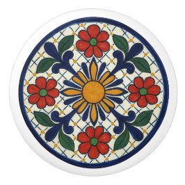 Kühne mexikanische Talavera Sunburst Keramik Knob Keramikknauf