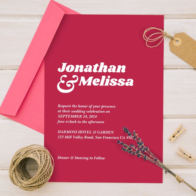 kühne Minimalistische Retro Viva Magenta Wir tun H Einladung (Von Creator hochgeladen)