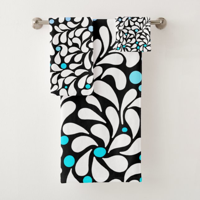 Kühne moderne Blume mit blauer aquamariner Ober Badhandtuch Set (Insitu)
