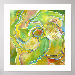 Kühne moderne florale abstrakte Kunst Gelbgrün Poster