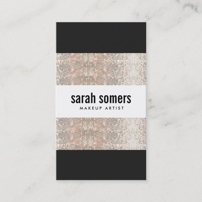 Kühne moderne Imitate Silver Sequin Beauty Salon Visitenkarte (Vorderseite)