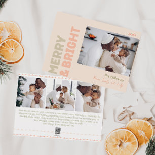 Kühne moderne Koralle fröhlich und hell vier Foto Feiertagskarte