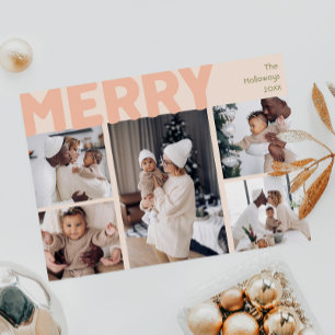 Kühne moderne Korallen frohen Jahr in Überprüfung  Feiertagskarte