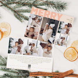 Kühne moderne Korallen frohen Jahr in Überprüfung Feiertagskarte