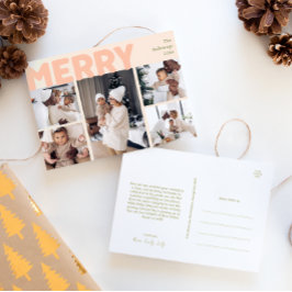 kühne moderne Korallen frohen Jahr in Überprüfung Feiertagspostkarte