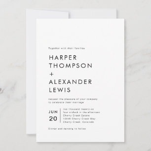 Kühne moderne minimalistische Hochzeit Einladung