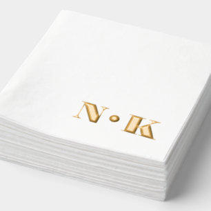 Kühne moderne Monogramm-Initialen elegante Hochzei Servietten Mit Folie