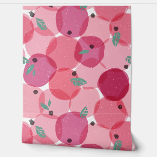 Kühne moderne rosa Berry Fruit Polka Dot Pattern Tapete