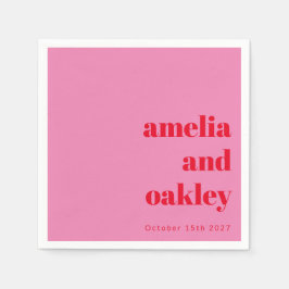 Kühne moderne rosa und rote Retro-Hochzeit Serviette