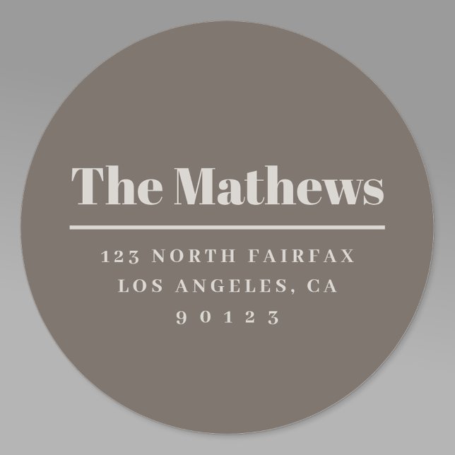 Kühne moderne Rücksendeadresse dunkel und leicht b Runder Aufkleber (Von Creator hochgeladen)