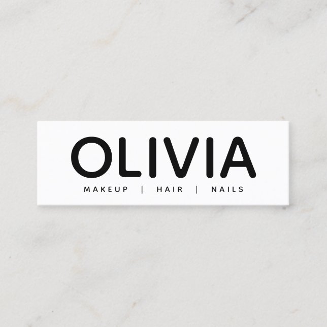 Kühne moderne Schwarz-weiße Typografie-Visitenkart Mini Visitenkarte (Vorderseite)