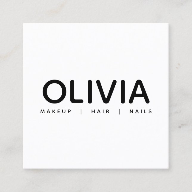 Kühne moderne Schwarz-weiße Typografie-Visitenkart Quadratische Visitenkarte (Vorderseite)
