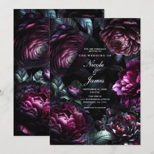 Kühne Moody Blumen Schwarze Verzauberte Florale Ho Einladung