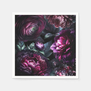Kühne Moody-Blumen Schwarze Verzauberte Florale Ho Serviette