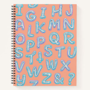 kühne Neon Alphabet Doodle Spiral Notebook Notizbuch