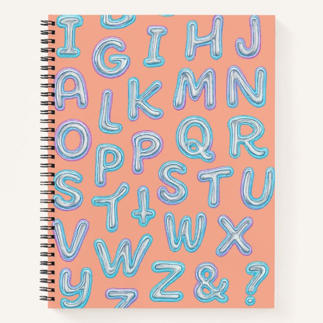 kühne Neon Alphabet Doodle Spiral Notebook Notizbuch (Vorderseite)