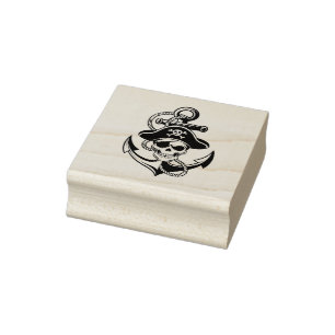 Kühne Piratenschädel und Anker - Schönes Design Gummistempel