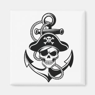 Kühne Piratenschädel und Anker - Schönes Design Magnet