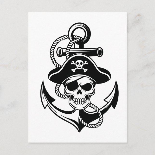 Kühne Piratenschädel und Anker - Schönes Design Postkarte (Vorderseite)