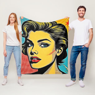 Kühne Pop-Art-Frau definiert Fleecedecke
