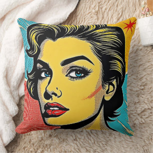 Kühne Pop-Art-Frau definiert Kissen