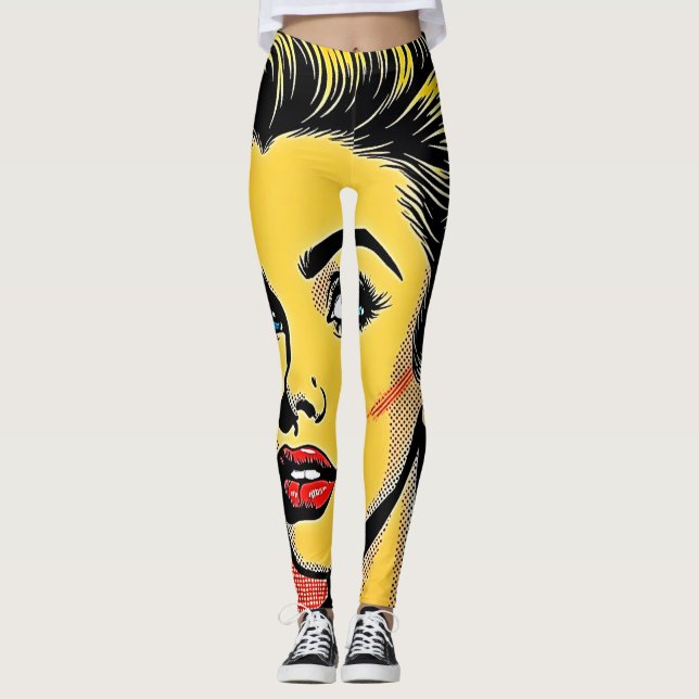 Kühne Pop-Art-Frau definiert Leggings (Vorderseite)