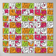 Kühne Pop-Art-Graffiti-Nahtlos-Muster auf Stoff un