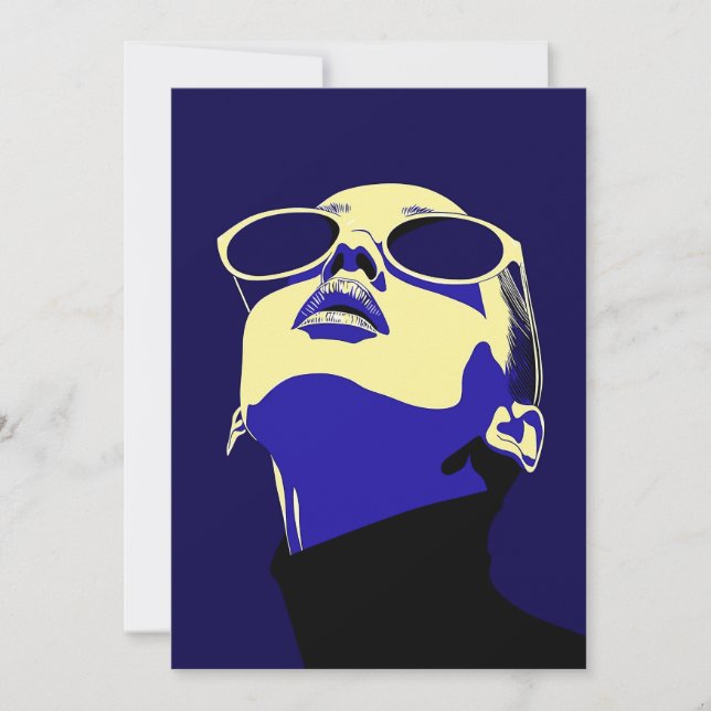Kühne Pop Art Woman mit Sonnenbrille Einladung (Vorderseite)